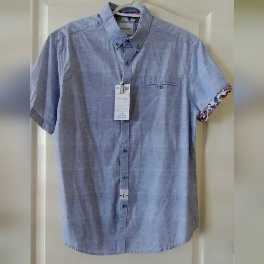 Denim & Flower Blue Casual Button Down Shirt
